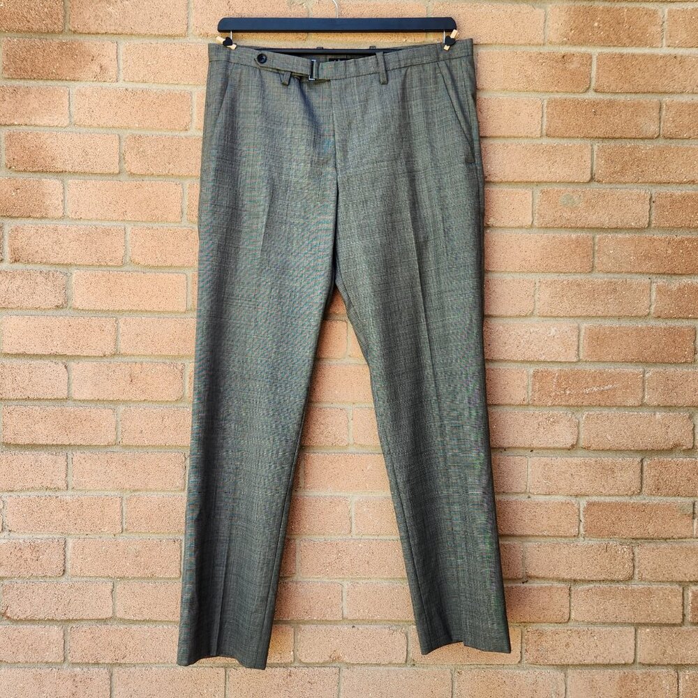Theory Men’s Dress Pants 34 Gray Wool Blend Slacks Flat Front Business Classic
